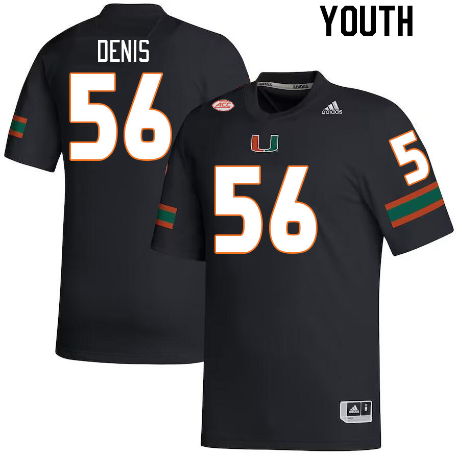 Youth #56 Jonathan Denis Miami Hurricanes College Football Jerseys Stitched-Black - Click Image to Close